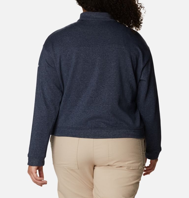 Women's Columbia Trek French Terry Half Zip Sweatshirts Navy | Plus Size CA-AL45C
